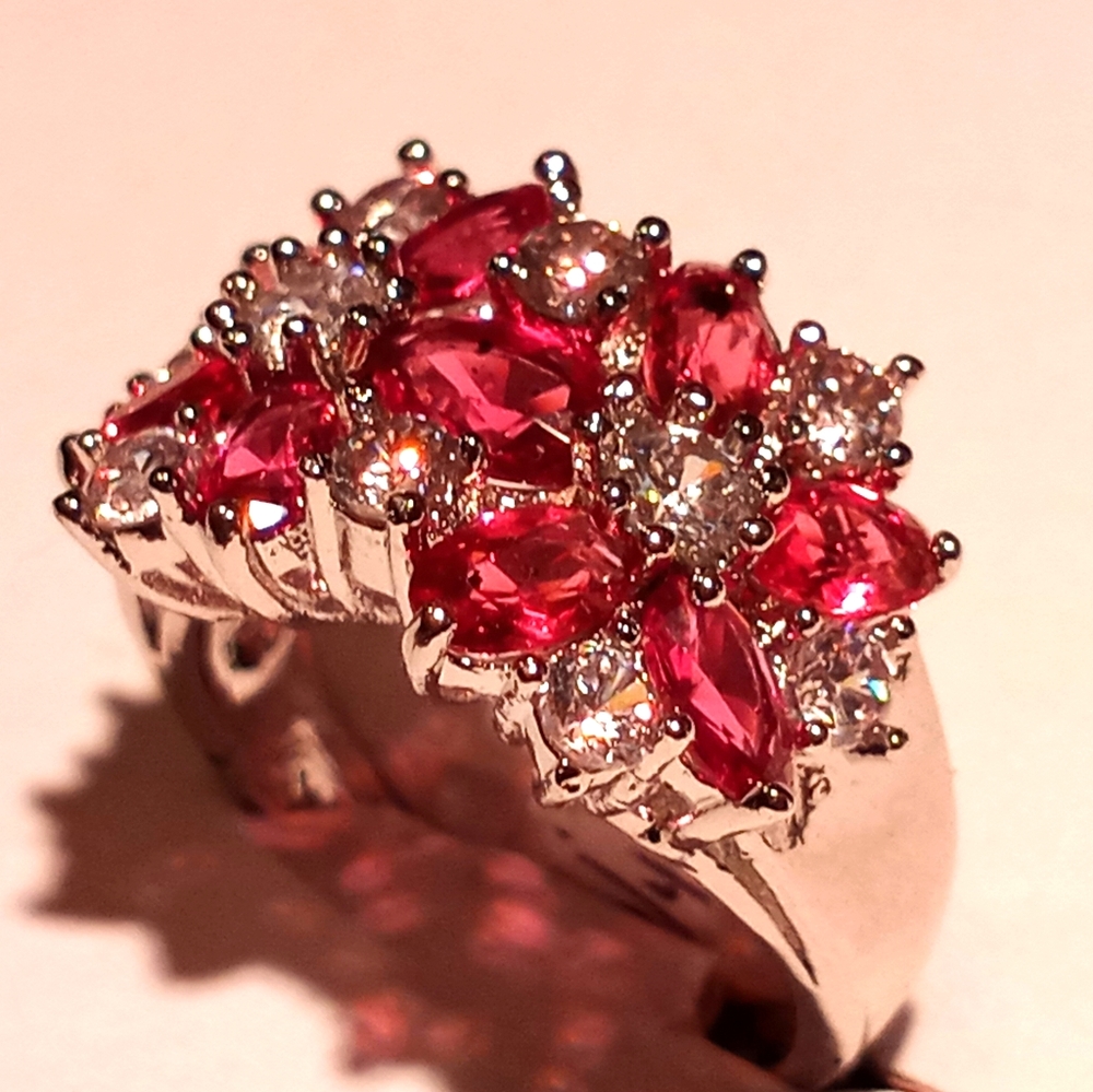 Ruby And Cubic Silver Ring - image 7